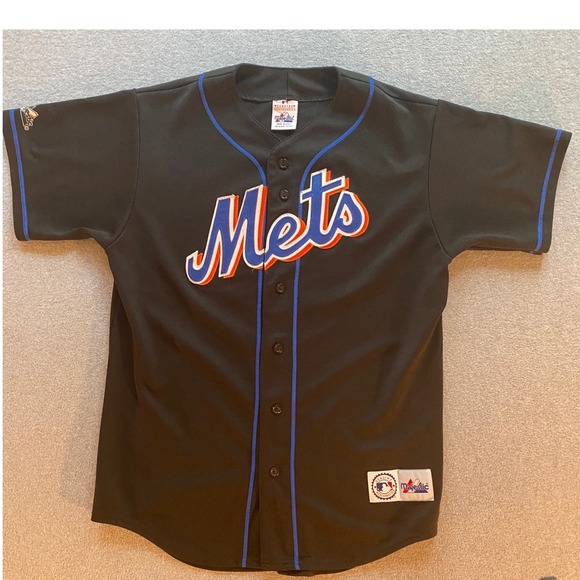 Majestic Other - Majestic NY Mets Baseball Jersey Mens Black Button Front MLB Made in USA Vintage